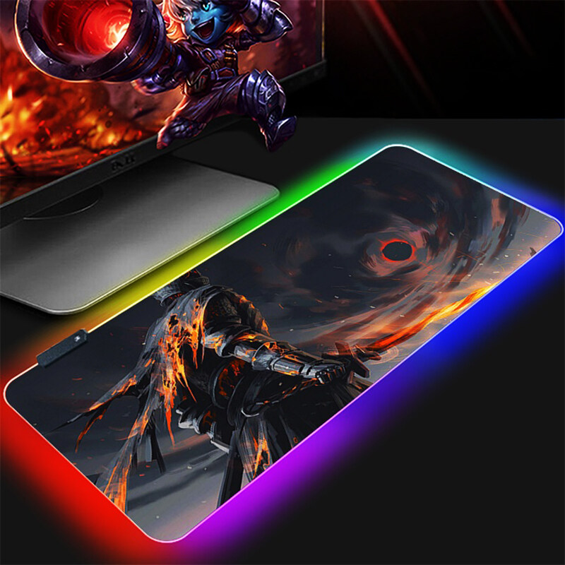 RGB rubber keyboard shining gaming table mouse pad Custom logo 14 colors LED RGB mouse pad  