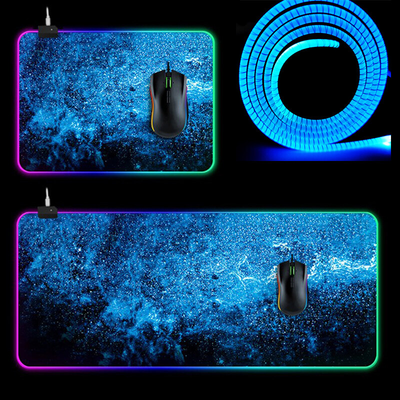 RGB rubber keyboard shining gaming table mouse pad Custom logo 14 colors LED RGB mouse pad  