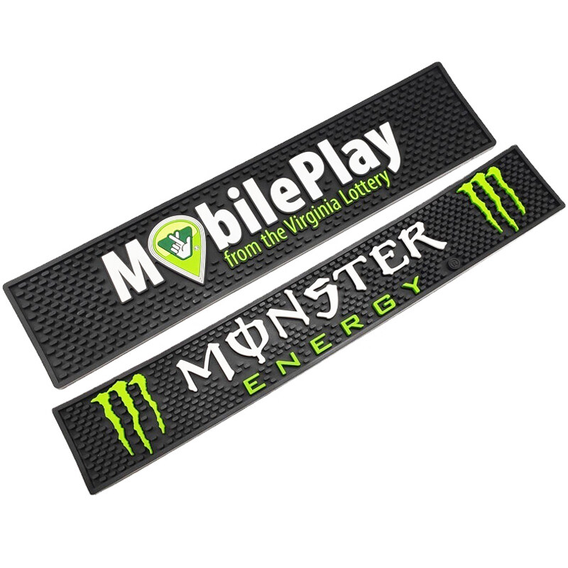 Custom Branded Silicone Rubber Beer Bar Mat Eco Water proof PVC Drinking Bar rail mat silicone bar mat srip spill bar mat  