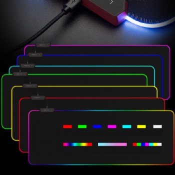 OEM logo design LED USB connect rubber foam gaming mouse pad RGB illuminating mouse pad